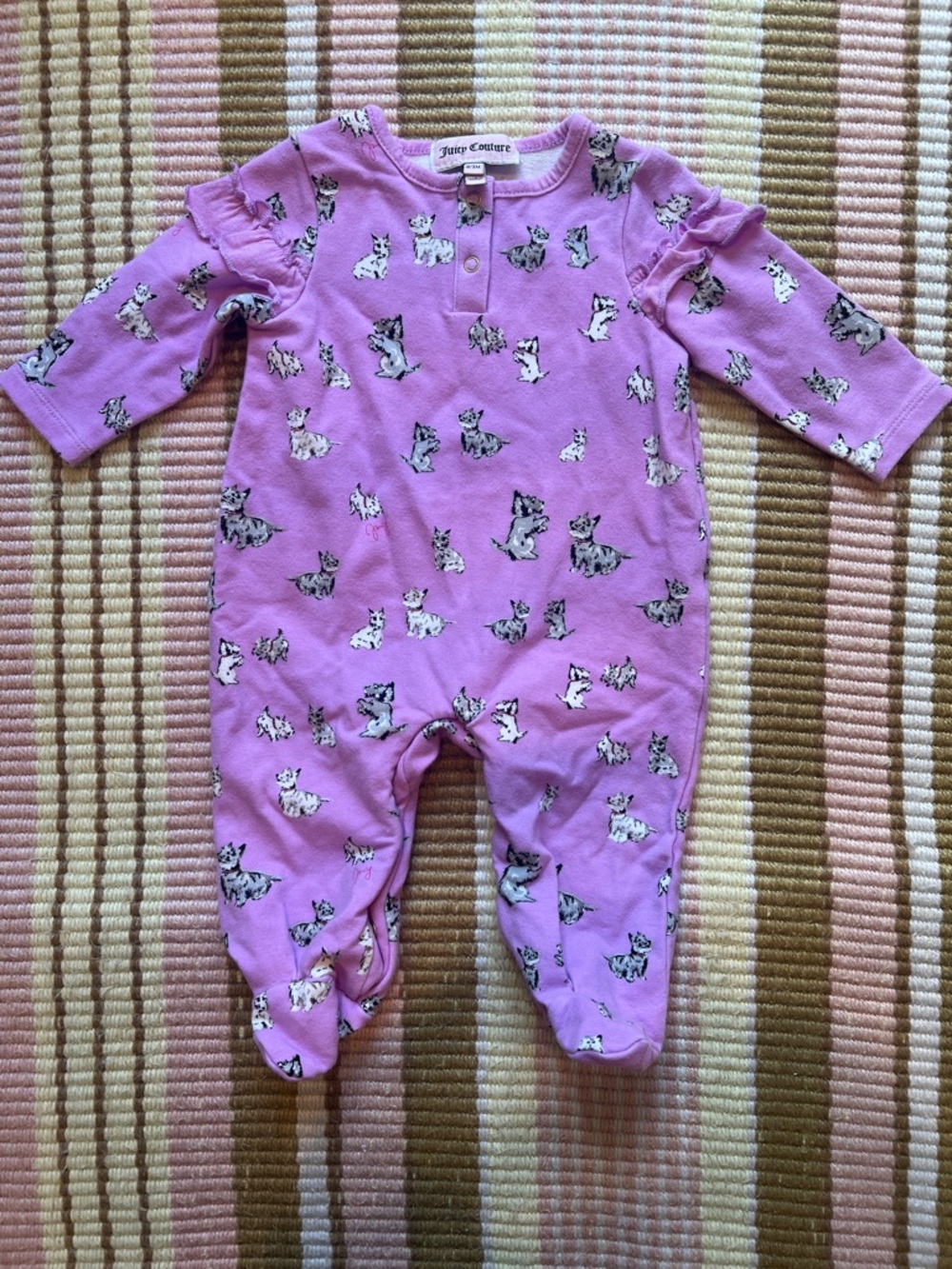 Juicy Couture Purple Terrier Print Baby One-Piece